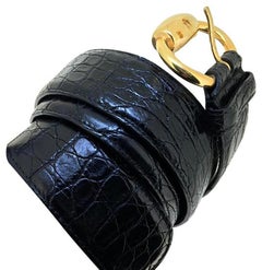 GUCCI  BLACK croc BELT
