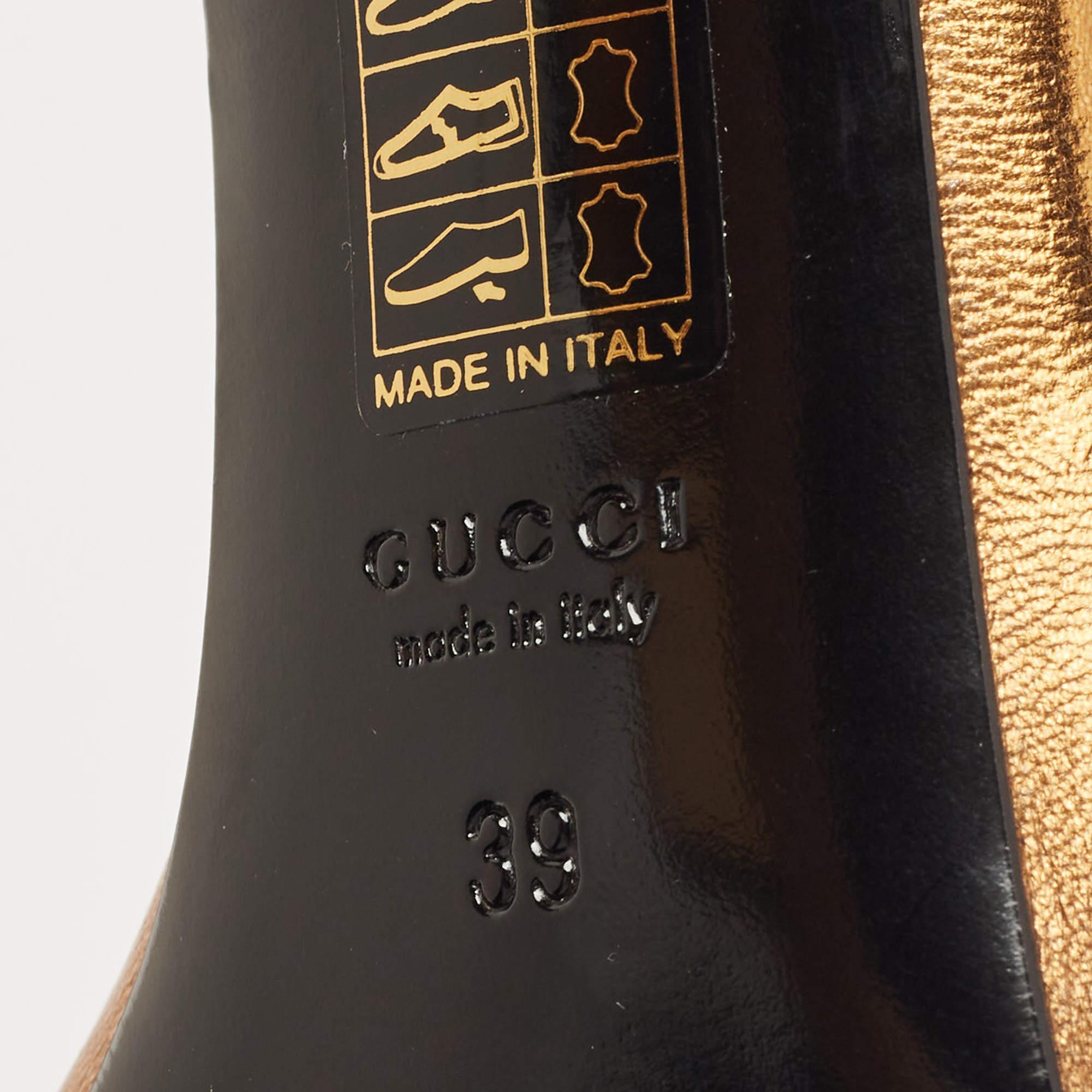Gucci Black Croc Embossed Leather Slingback Peep Toe Sandals Size 39 3