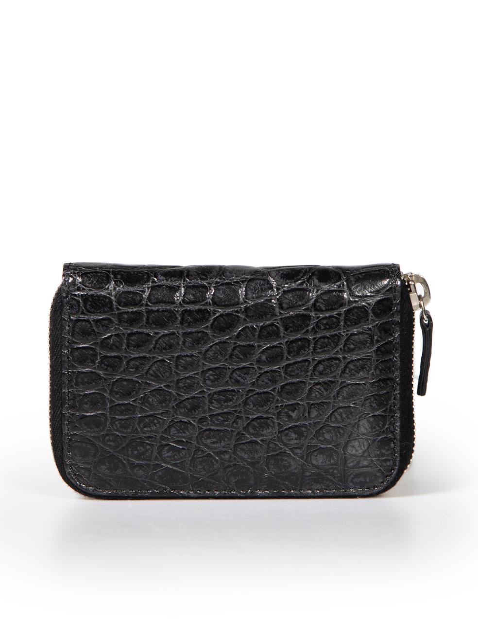 Gucci Black Crocodile Skin Cardholder Wallet In Good Condition For Sale In London, GB