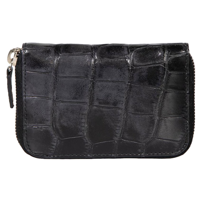 Gucci Black Crocodile Skin Cardholder Wallet in vendita