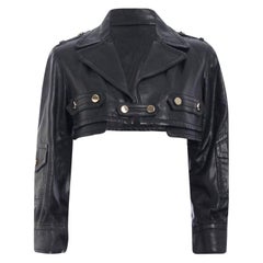 Gucci Black Cropped Leather Jacket S