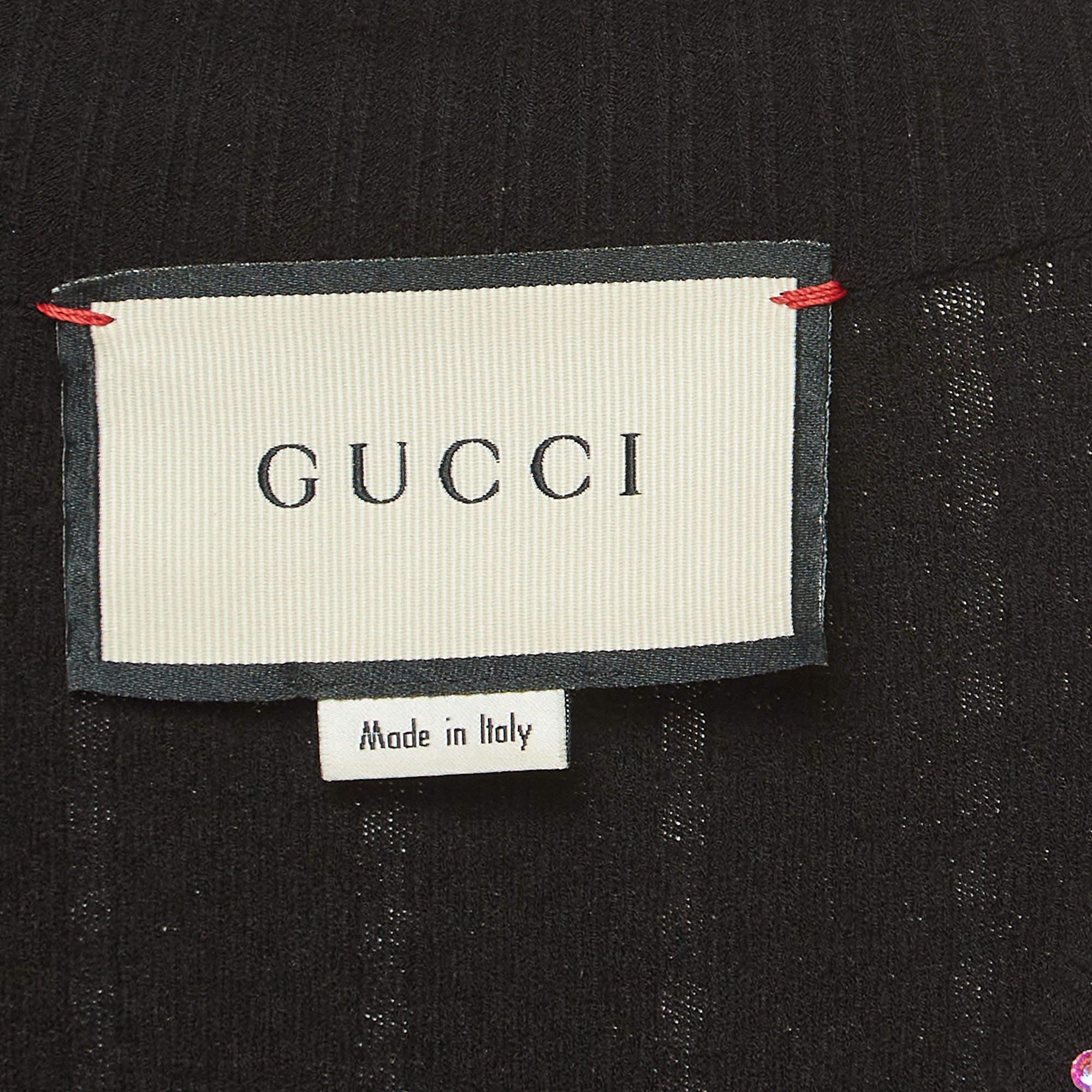 Women's Gucci Black Crystal Embellished Knit Cardigan M