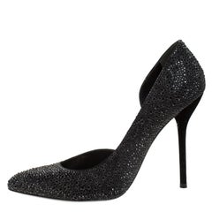 Gucci Black Crystal Embellished Satin and Suede Noah D'Orsay Pumps Size 39