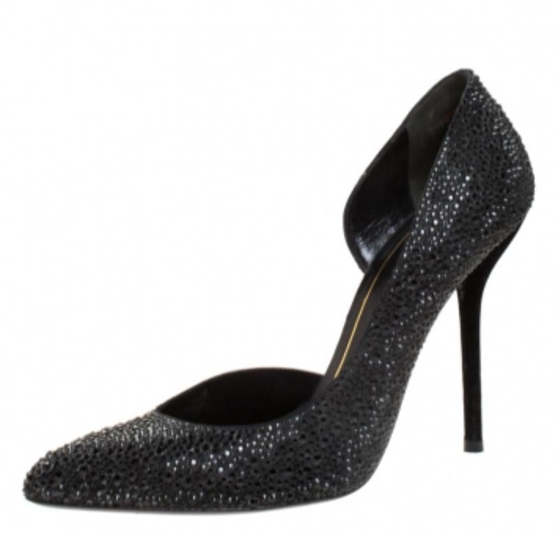 Noah D'Orsay Pumps aus Satin und Wildleder mit Kristallverzierung von Gucci, Größe 39 im Angebot 1