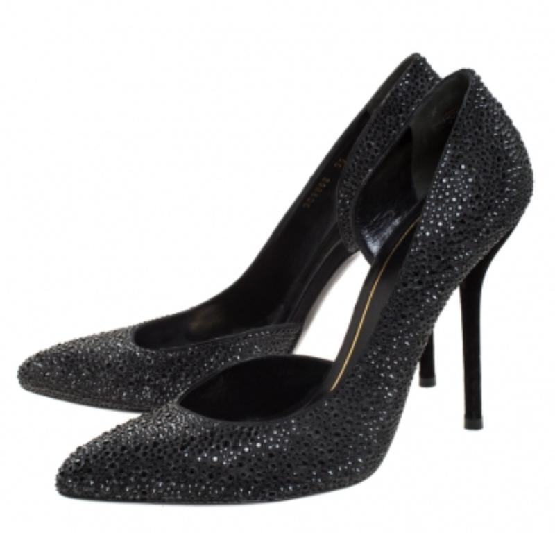 Noah D'Orsay Pumps aus Satin und Wildleder mit Kristallverzierung von Gucci, Größe 39 im Angebot 2