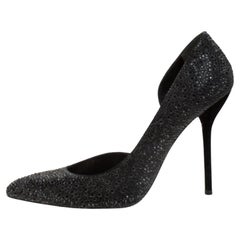 Gucci Black Crystal Embellished Satin and Suede Noah D'Orsay Pumps Size 39