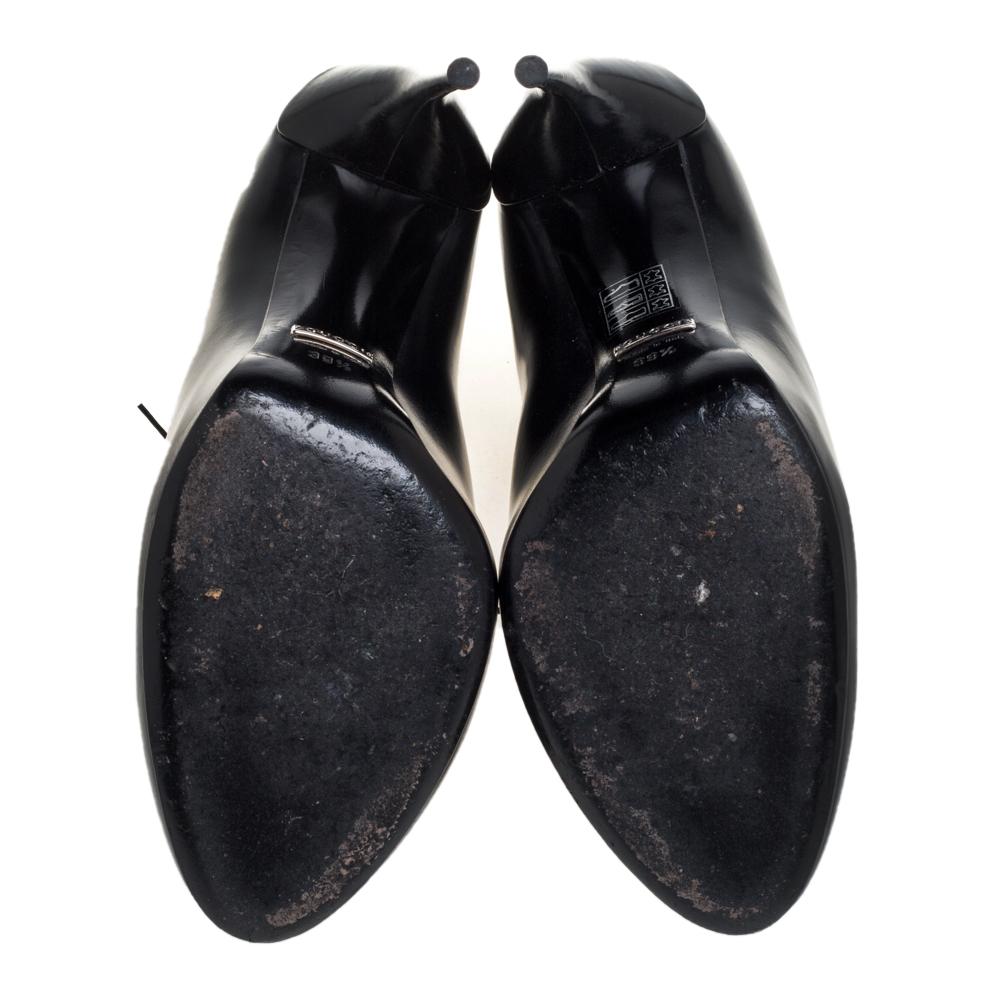 Gucci Schwarz gebogenes Leder Kim Lace Up Stiefeletten Gr�öße 39.5 Damen
