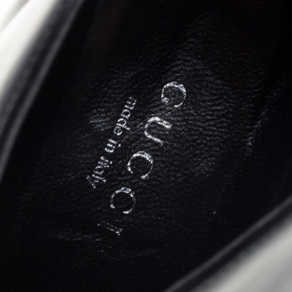 Gucci Schwarz gebogenes Leder Kim Lace Up Stiefeletten Größe 39.5 3