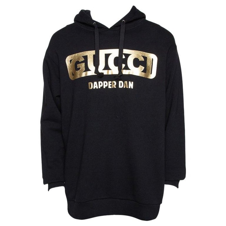 Gucci Black Dapper Dan Print Cotton Hooded Sweatshirt M at 1stDibs | gucci  dapper dan hoodie