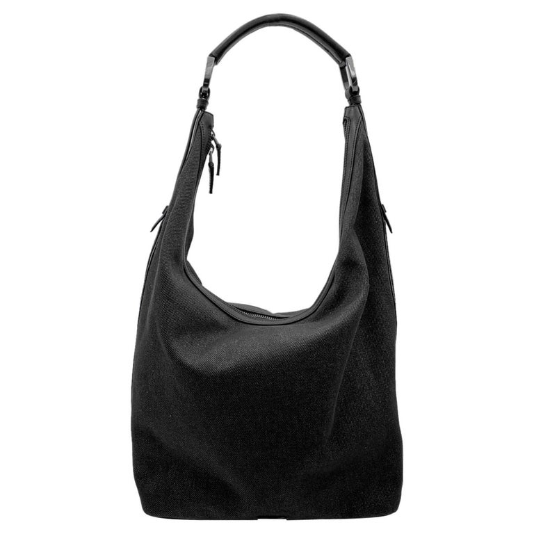 Lot - Gucci Vintage Black Suede Striped Shoulder Bag