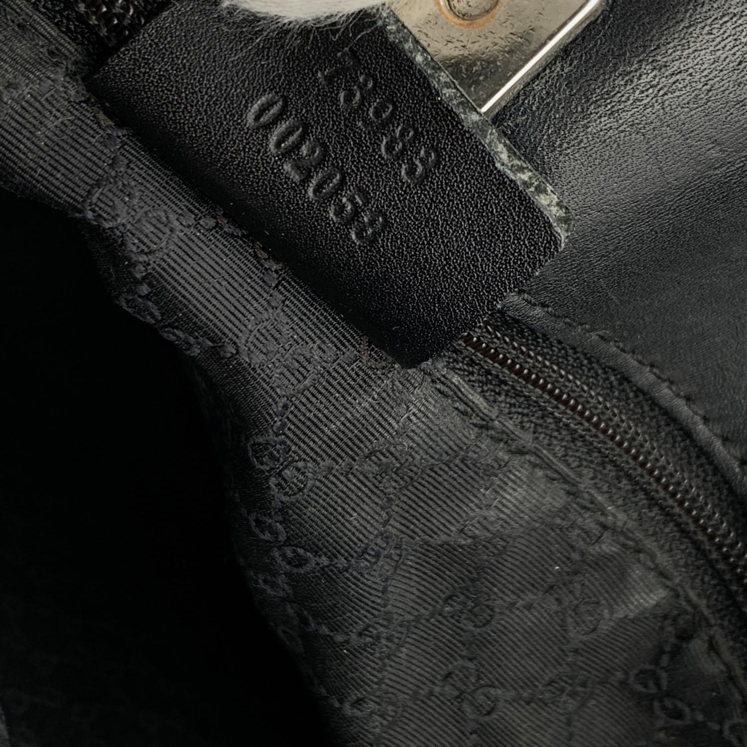 Gucci Black Denim Canvas Shopping Bag Tote Handbag with Stripes 1