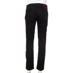 Gucci Black Denim Lace Up Detail Slim Fit Jeans M