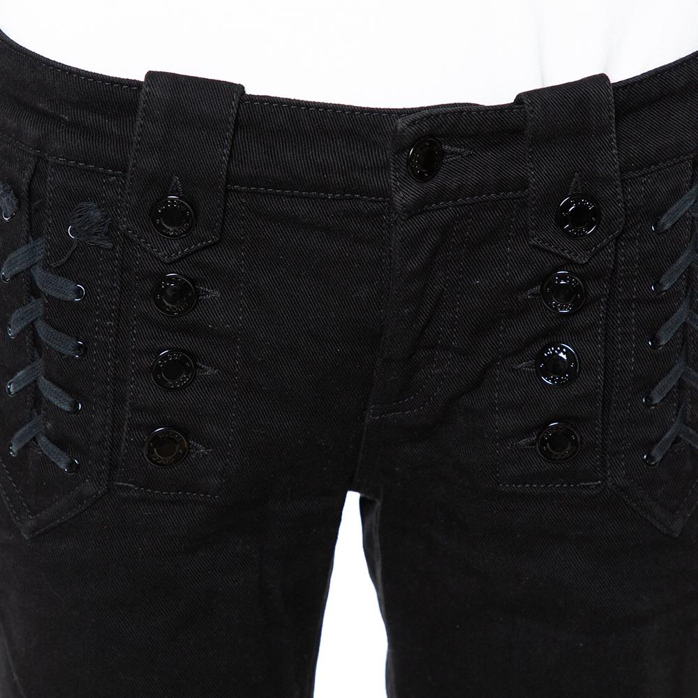 Noir Gucci - Jean ajusté et mince en denim noir avec lacets, taille M en vente