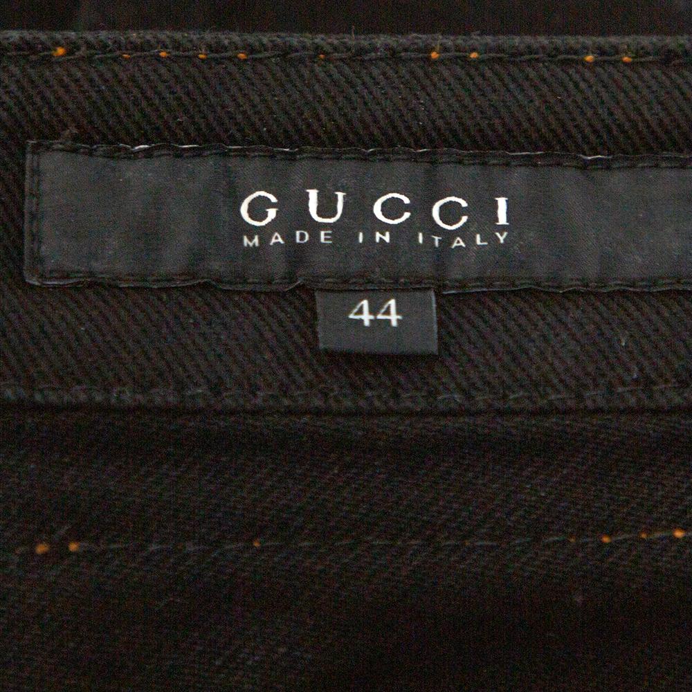 Gucci - Jean ajusté et mince en denim noir avec lacets, taille M Bon état - En vente à Dubai, Al Qouz 2