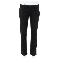 Gucci Black Denim Lace Up Detail Slim Fit Jeans M