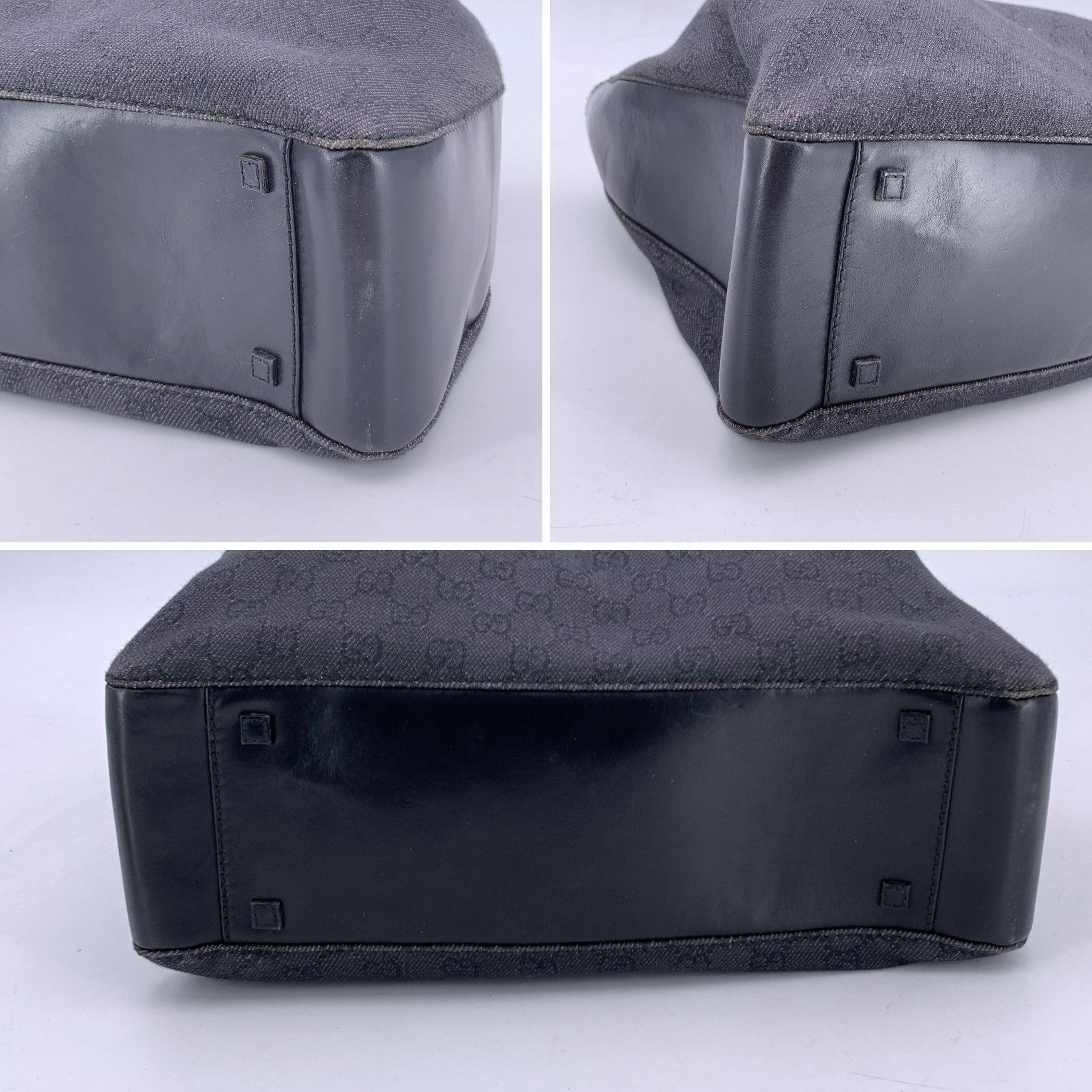 Gucci Negro Denim Monograma Bolsa de hombro de lona Compras Tote en venta 2