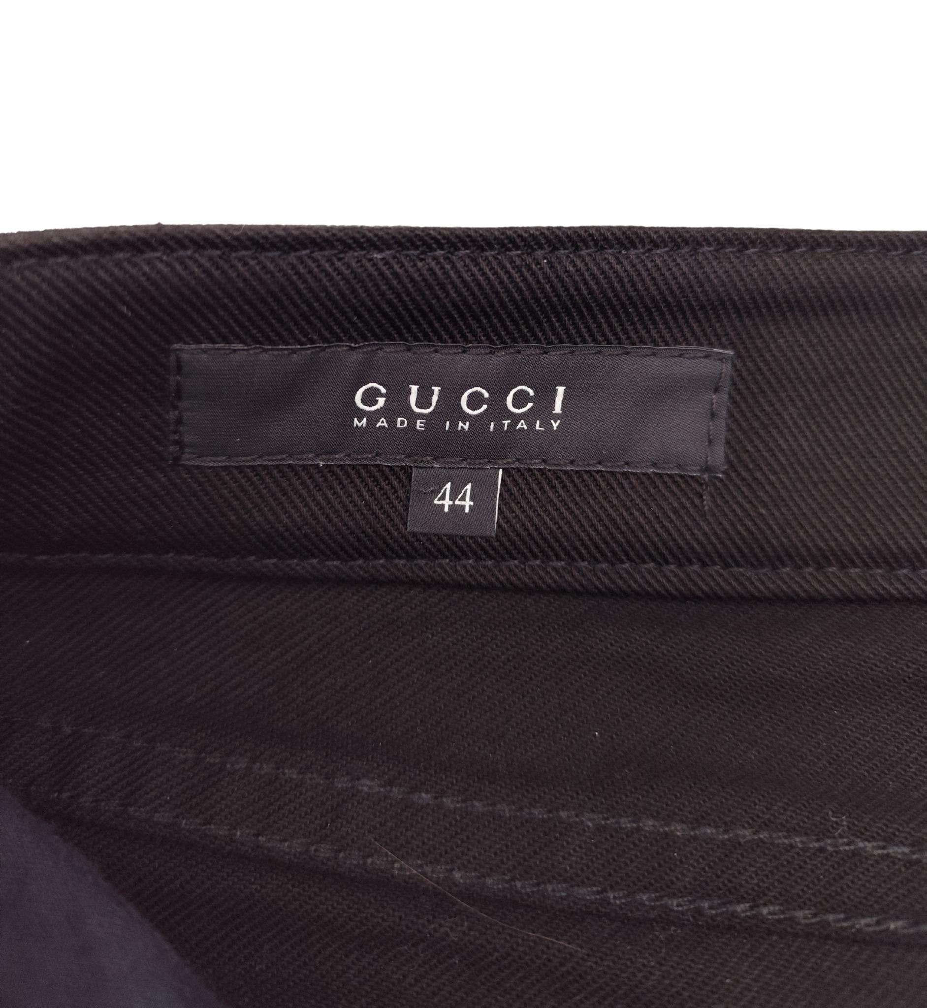 Pantalon à rayures latérales en denim noir Gucci en vente 6