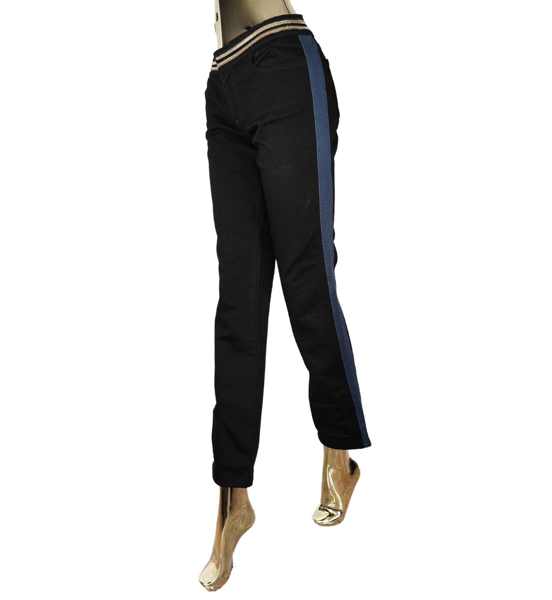 Pantalon à rayures latérales en denim noir Gucci Bon état - En vente à Milano, IT