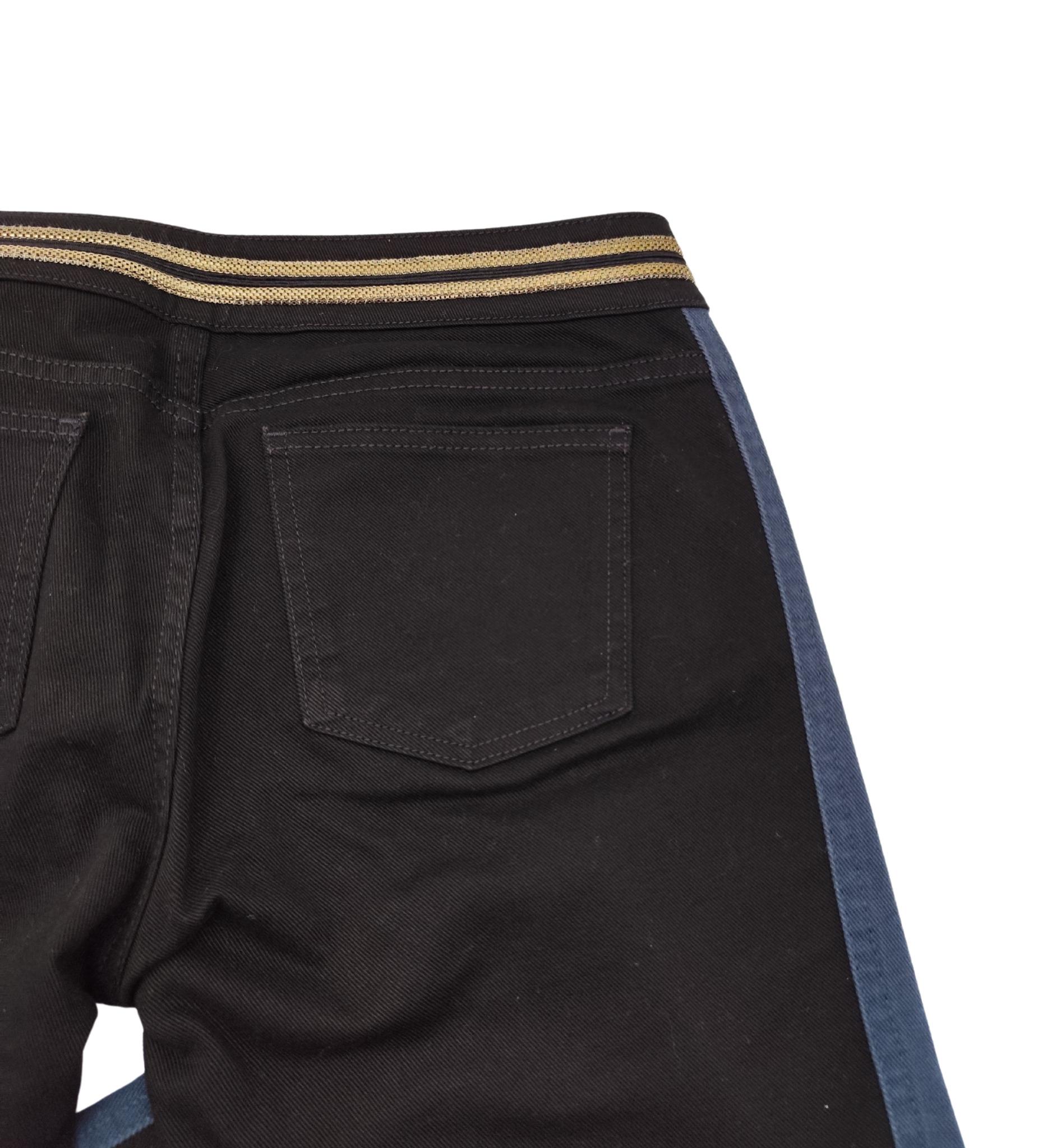 Pantalon à rayures latérales en denim noir Gucci en vente 4