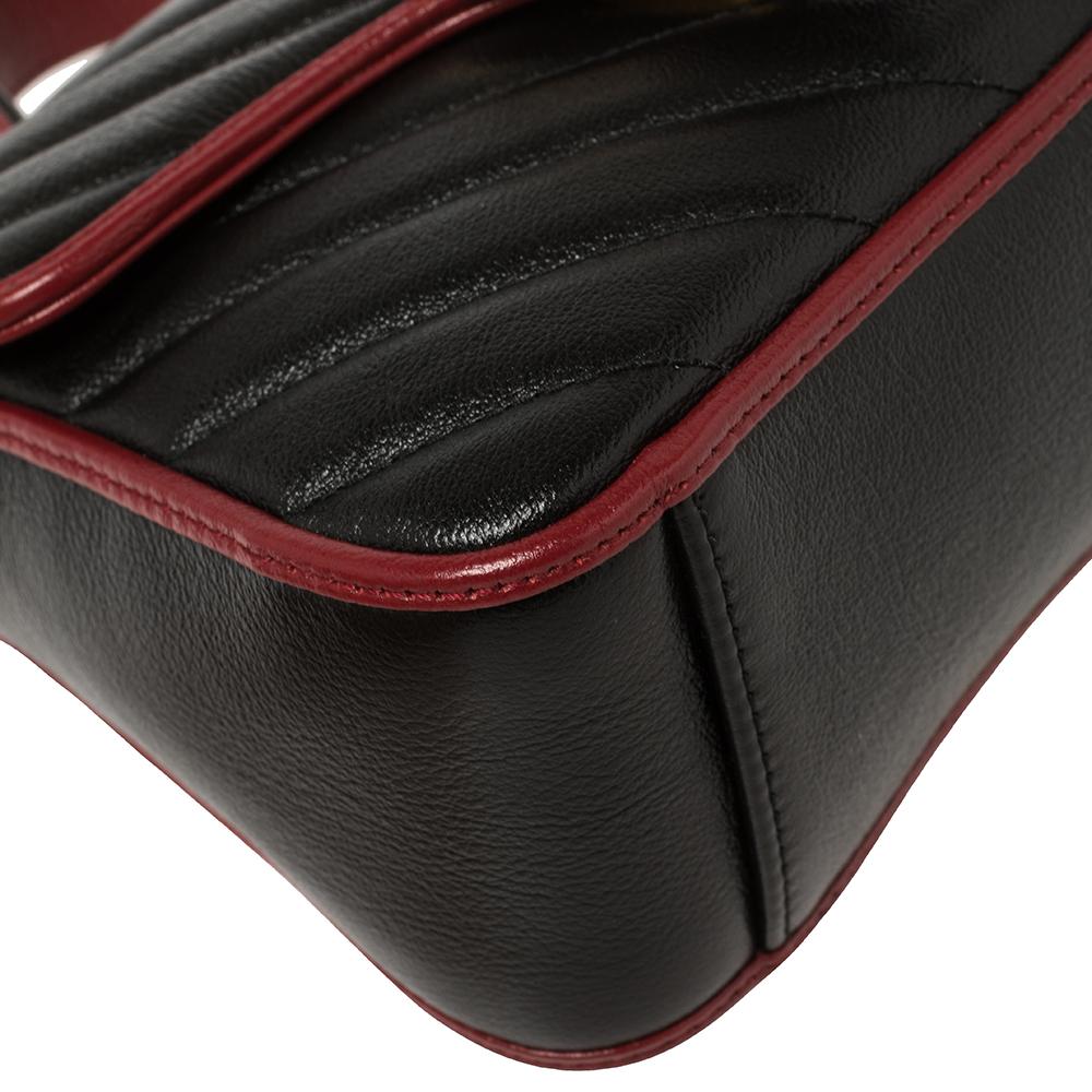 Gucci Schwarz Diagonale Steppleder Mini GG Marmont Torchon Top Handle Bag 4