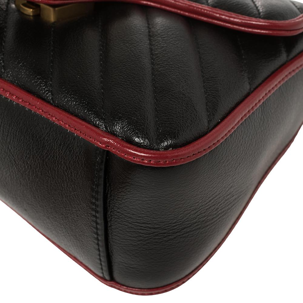 Gucci Schwarz Diagonale Steppleder Mini GG Marmont Torchon Top Handle Bag 5