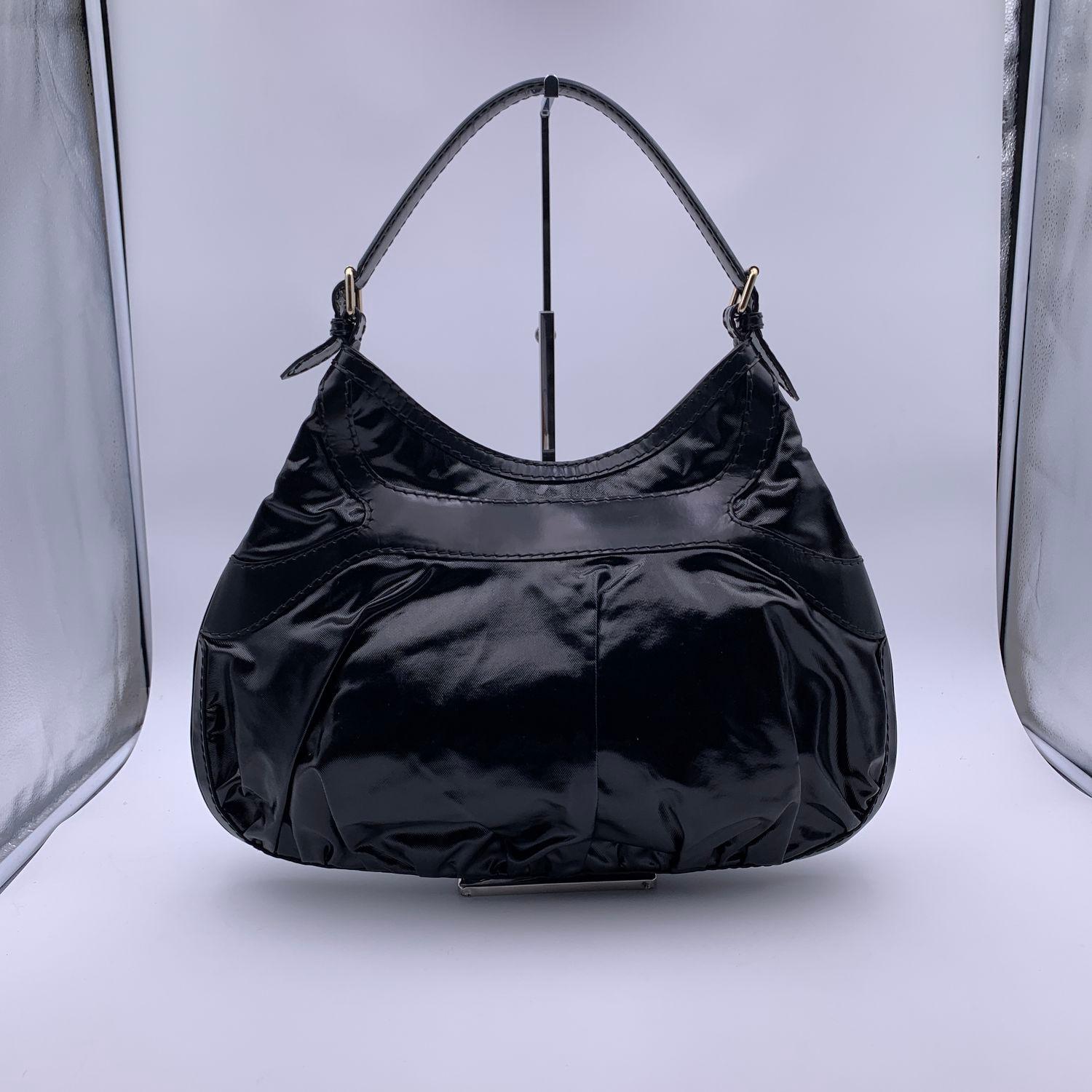 Gucci Black Dialux Coated Canvas Queen Hobo Shoulder Bag In Excellent Condition In Rome, Rome