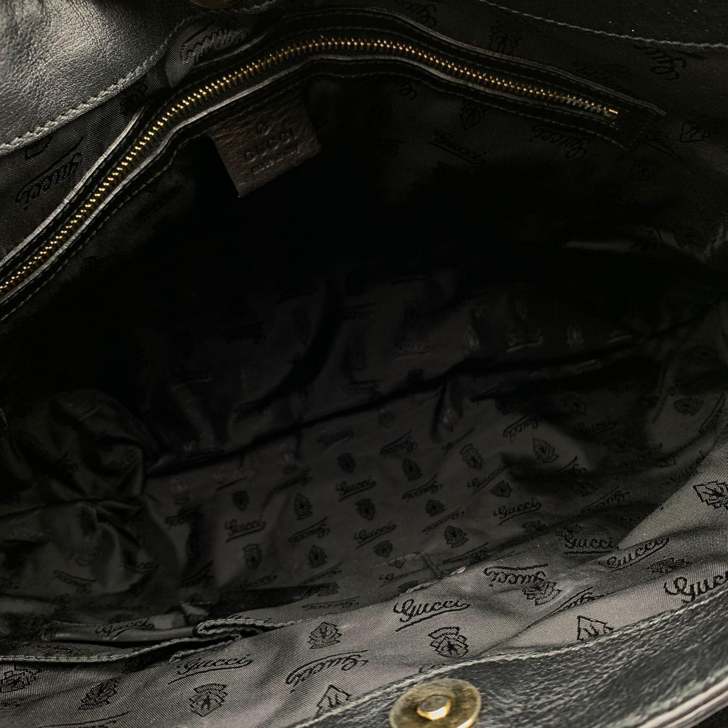 Women's Gucci Black Dialux Coated Canvas Queen Hobo Shoulder Bag