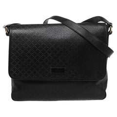 Gucci Black Diamante Leather Hilary Messenger Bag