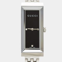 Gucci Orologio da polso da donna con diamante nero e cornice a G in acciaio inossidabile YA127504 14 mm