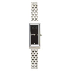 Used Gucci Black Diamond Stainless Steel G-Frame YA127504 Women's Wristwatch 14 mm