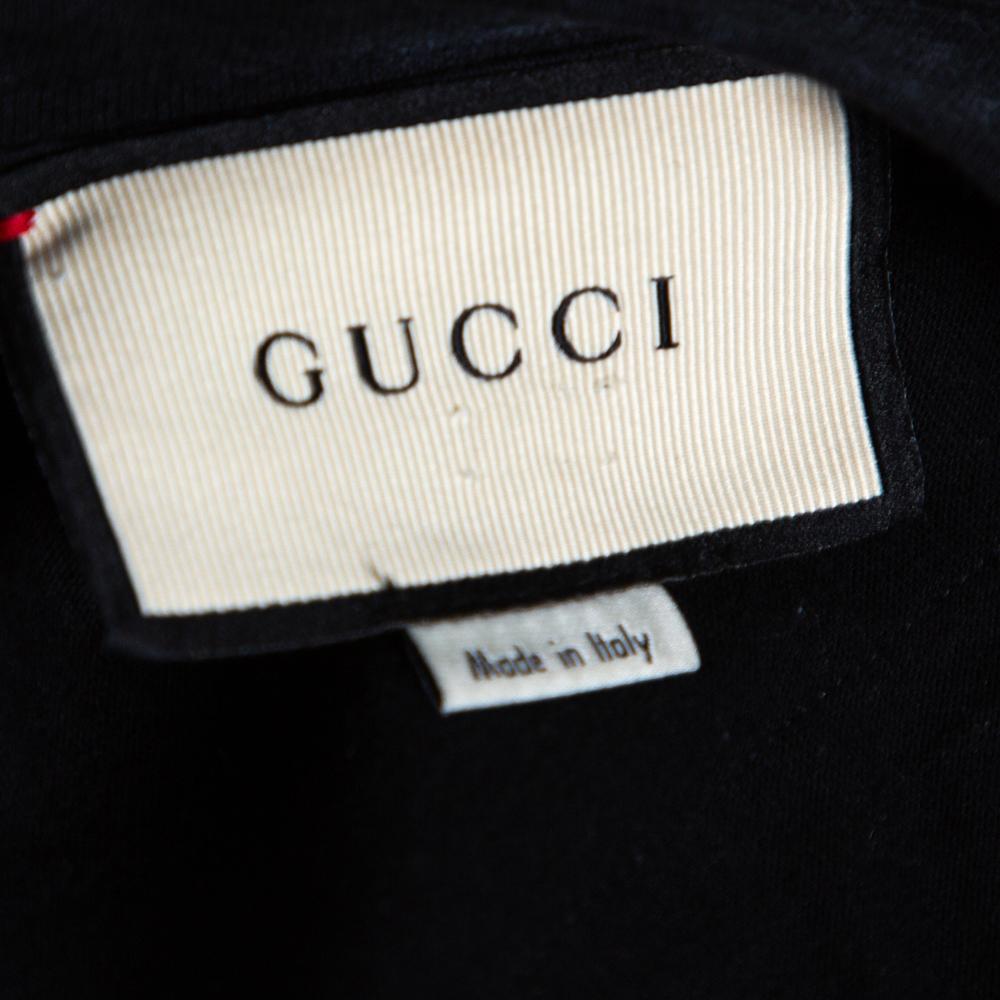 Gucci Black Distressed Cotton Loved Stud Embellished Logo Jersey T Shirt S In Good Condition In Dubai, Al Qouz 2