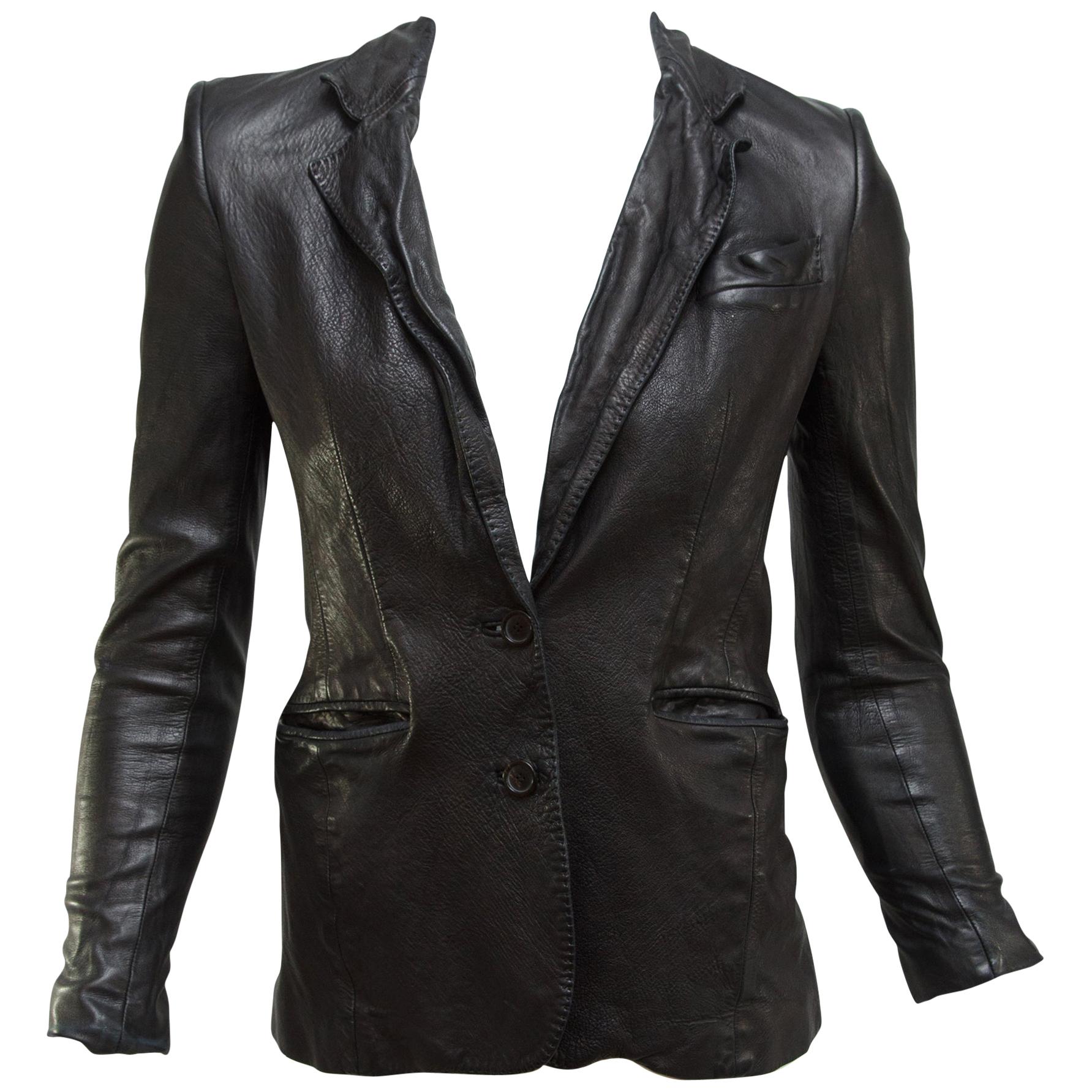 gucci leather blazer