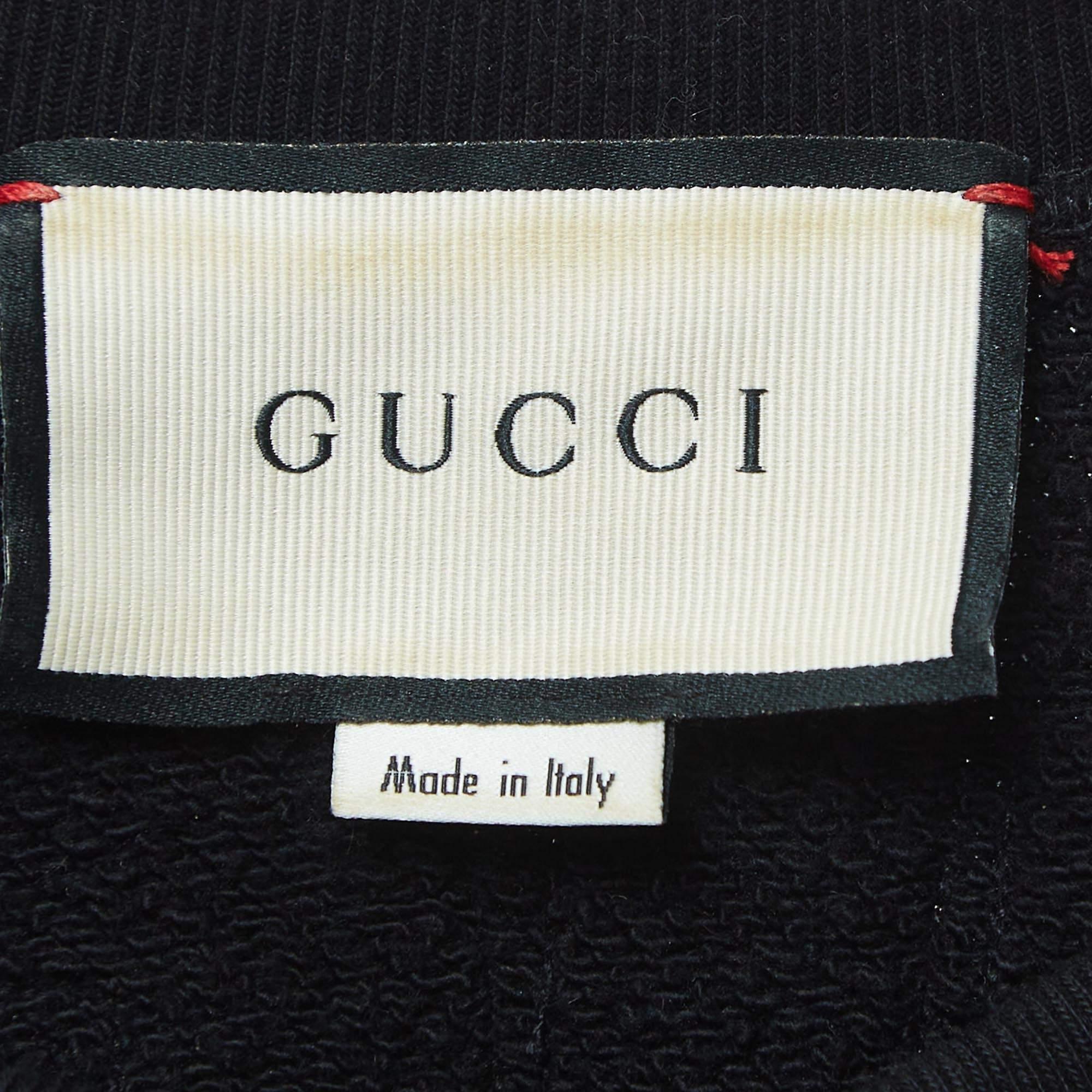 Women's Gucci Black Dogs Embroidered Cotton Sweatshirt S For Sale
