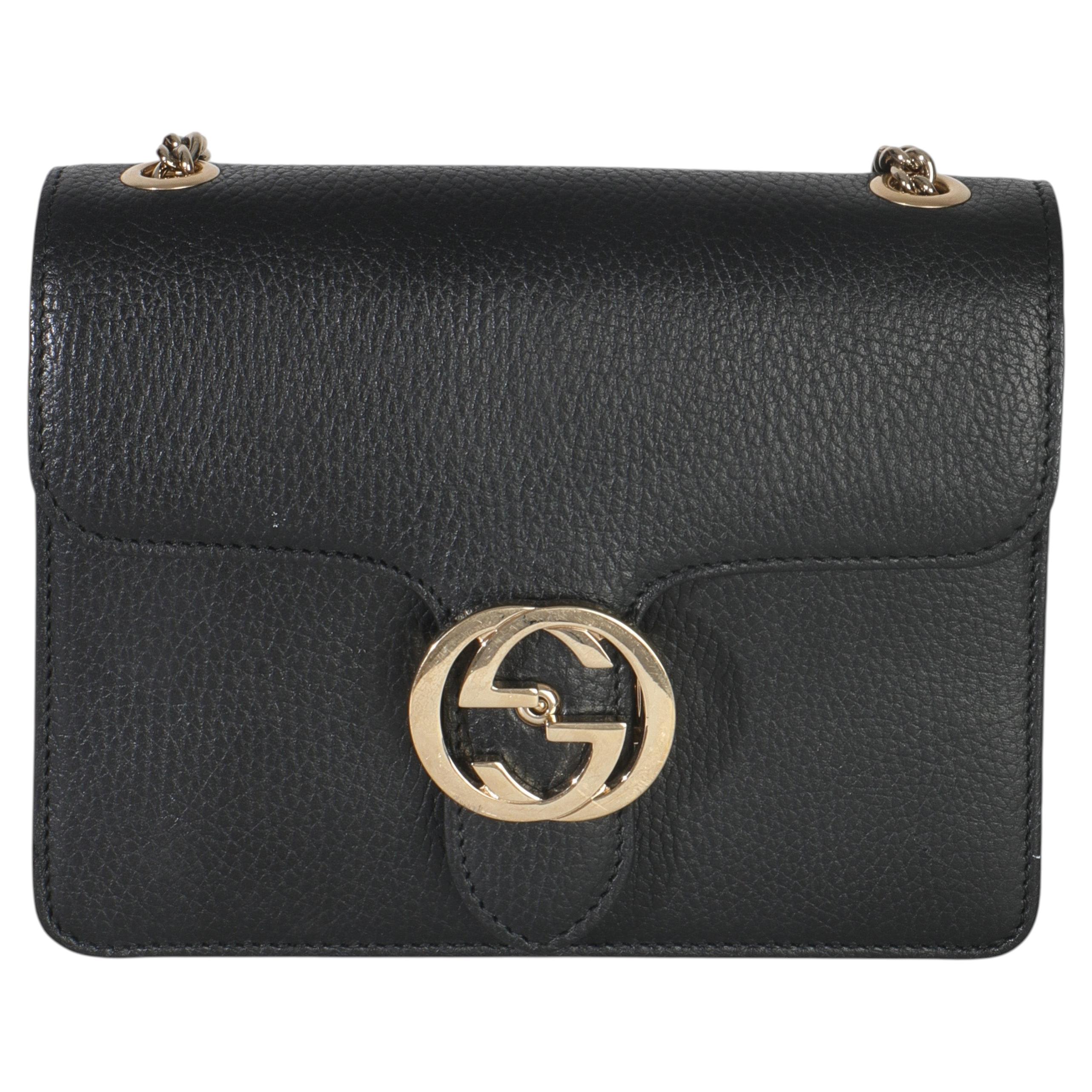 Petit sac à main Gucci en cuir de veau avec G imbriqué et dollar noir