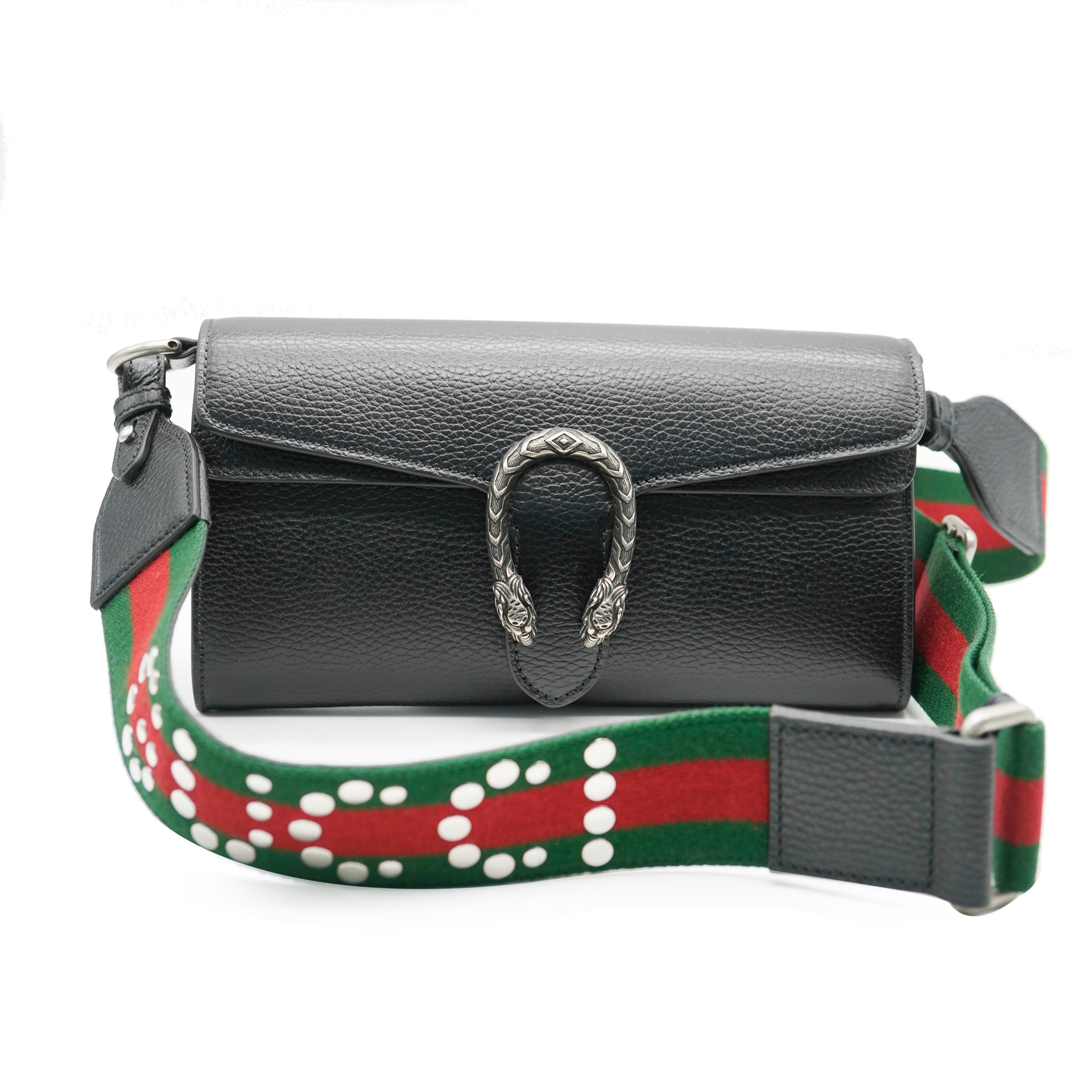 Gucci Black Dollar Calfskin Web Small Dionysus For Sale 2