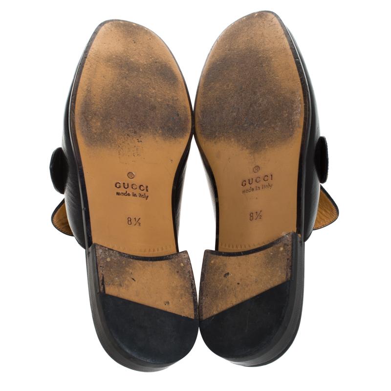 Women's Gucci Black Double G Leather Princetown Flat Mules Size 42.5