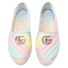 GUCCI Black Double G Marmont pastel matelasse leather jute espadrille EU37.5