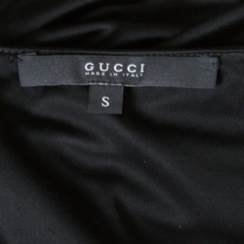 De las mujeres Gucci Jersey Negro Drapeado Bambú Detalle Hebilla Top Sin Mangas S en venta