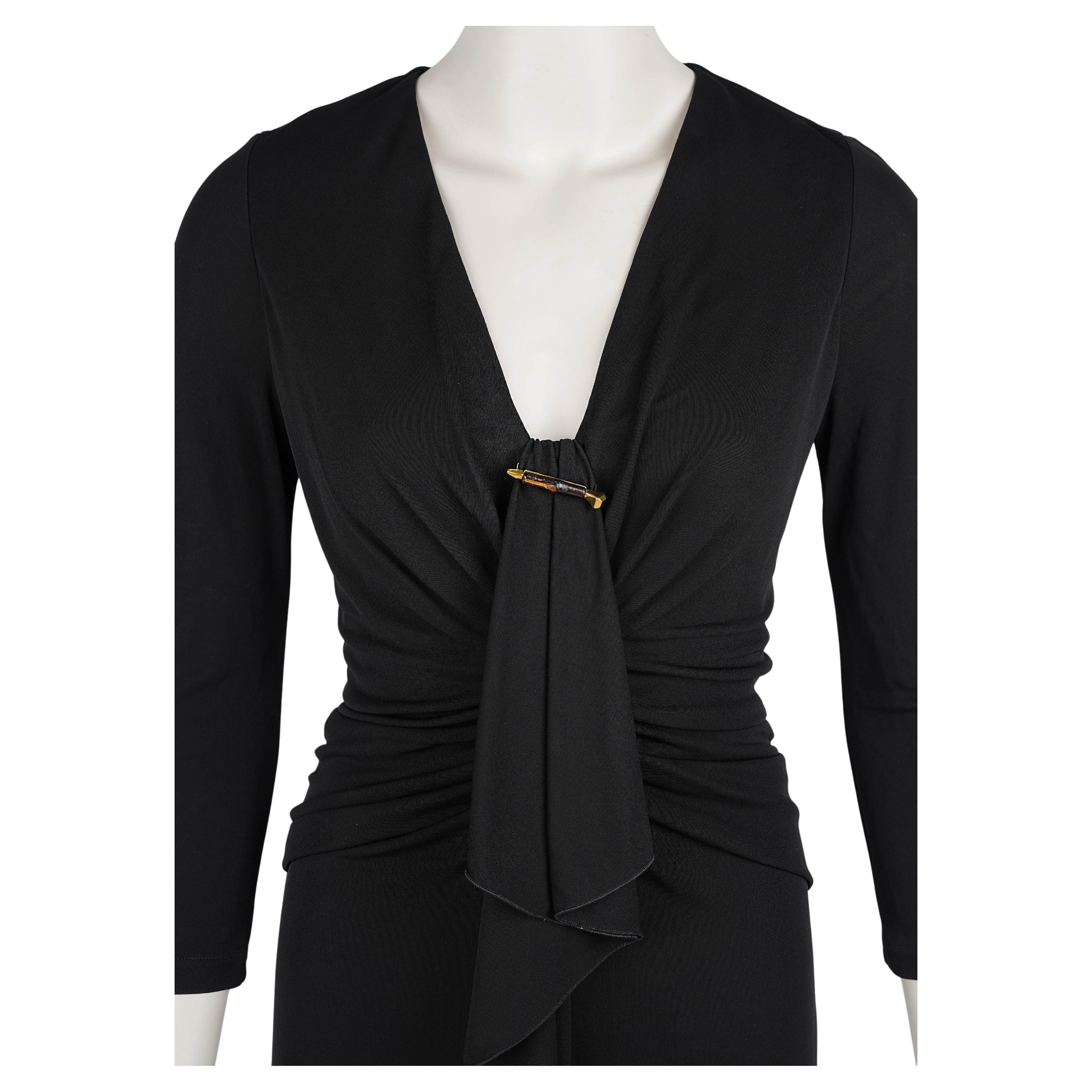 Noir Gucci by Tom Ford Robe de cocktail en jersey drapé noir, c. Début des années 2000 en vente