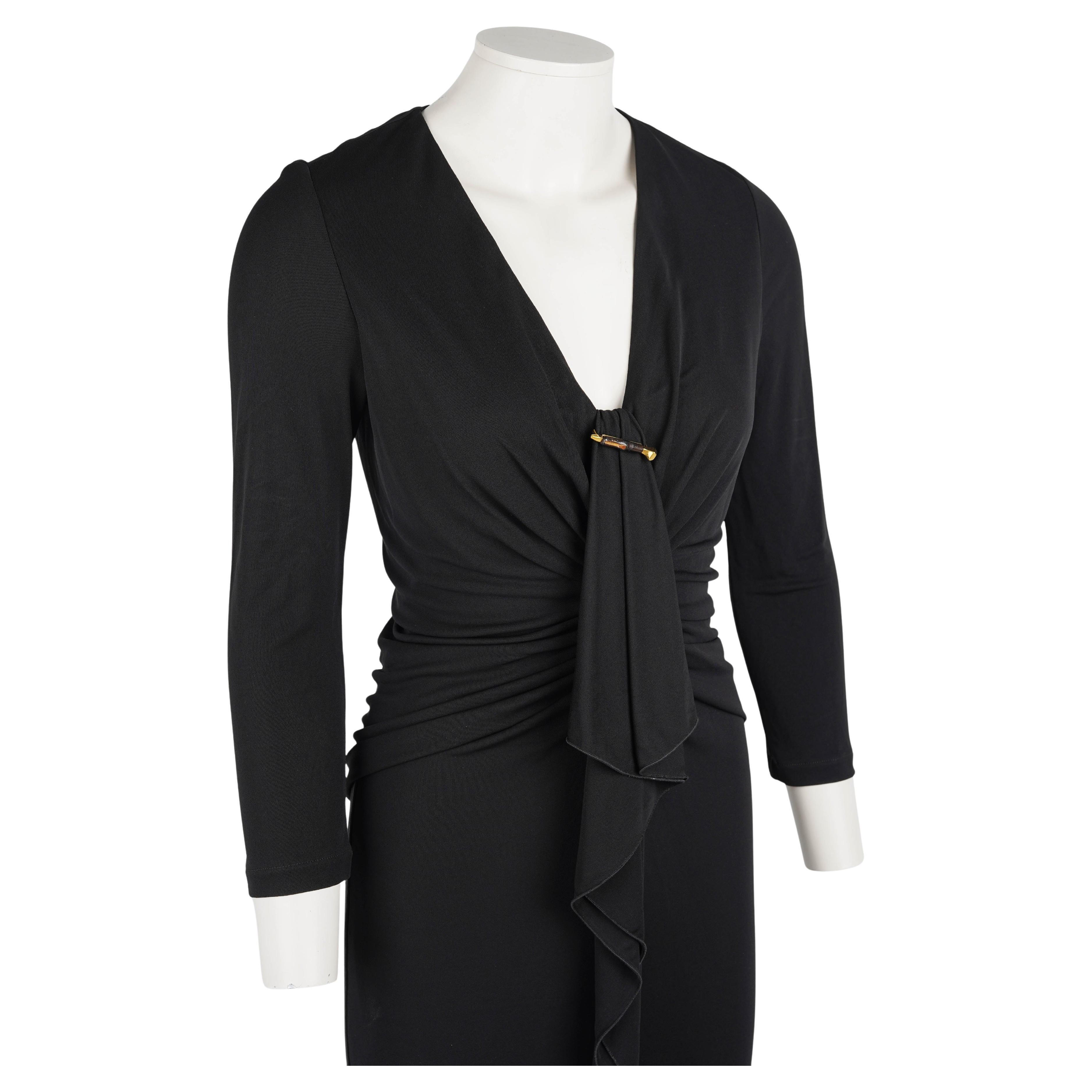 Gucci by Tom Ford Robe de cocktail en jersey drapé noir, c. Début des années 2000 Bon état - En vente à Berlin, DE