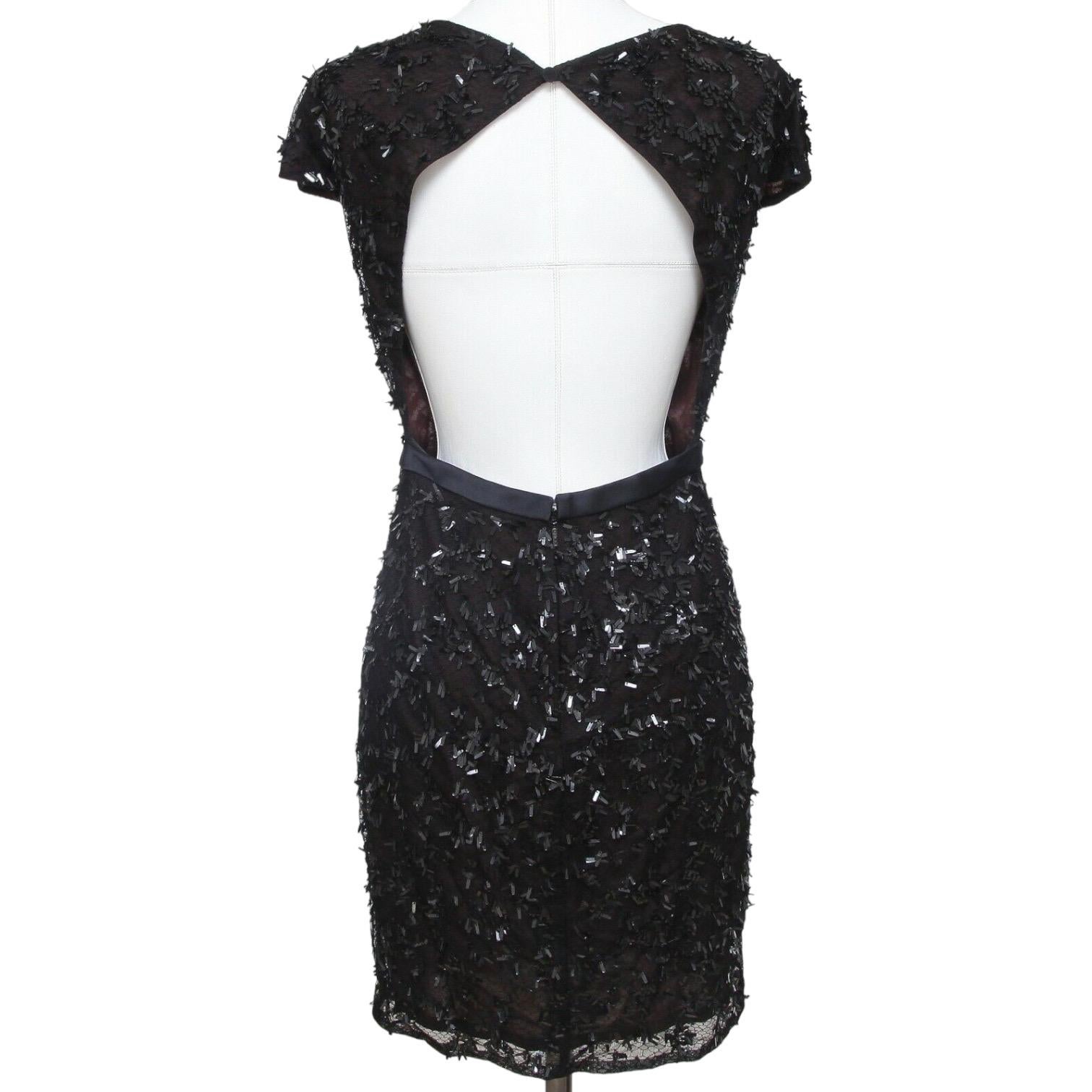 GUCCI Black Dress Cap Sleeve Sequin Paillette Netting Sz 38 RUNWAY For Sale 5