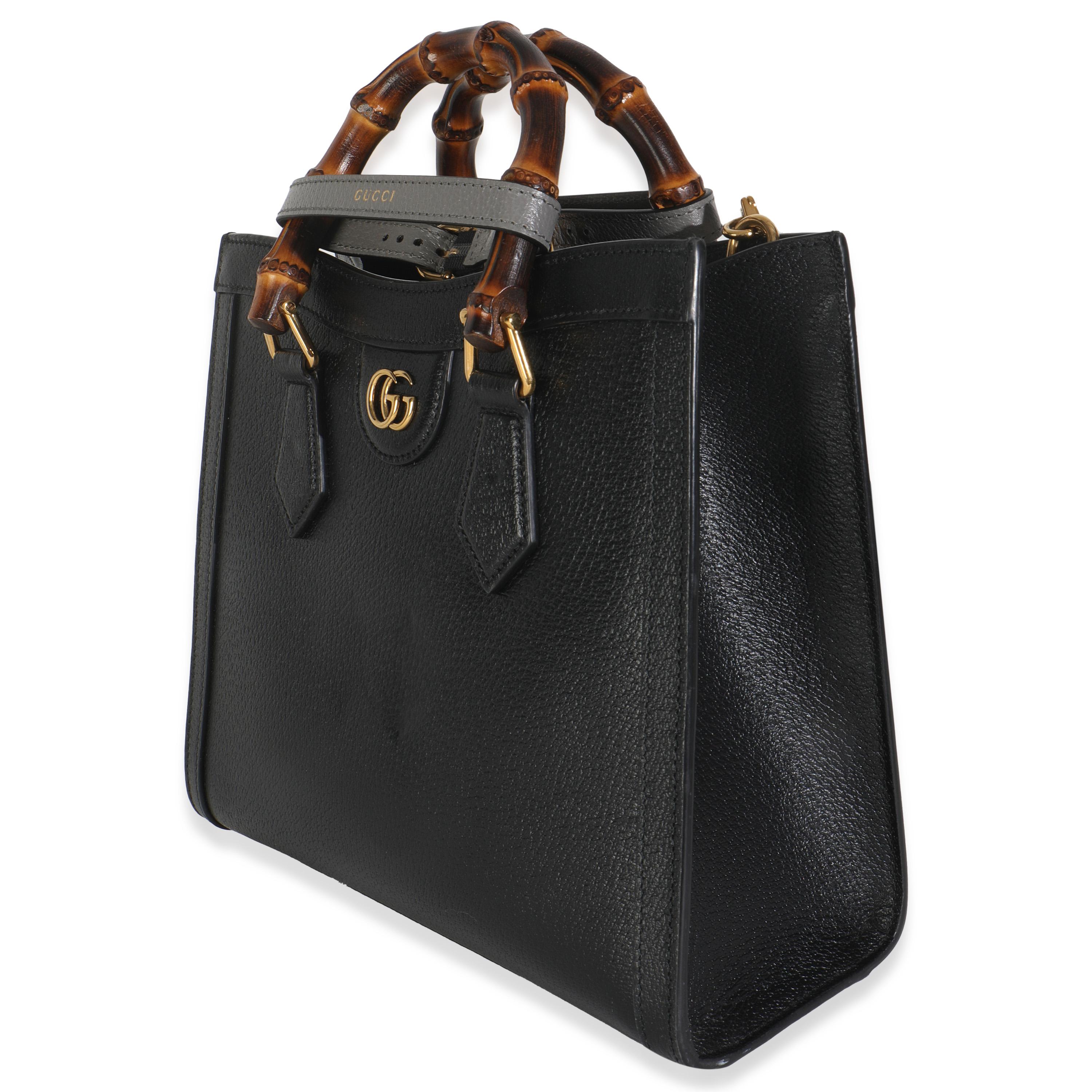 Gucci Black Dusty Grey Textured Dollar Calfskin Web Small Diana Tote Excellent état - En vente à New York, NY