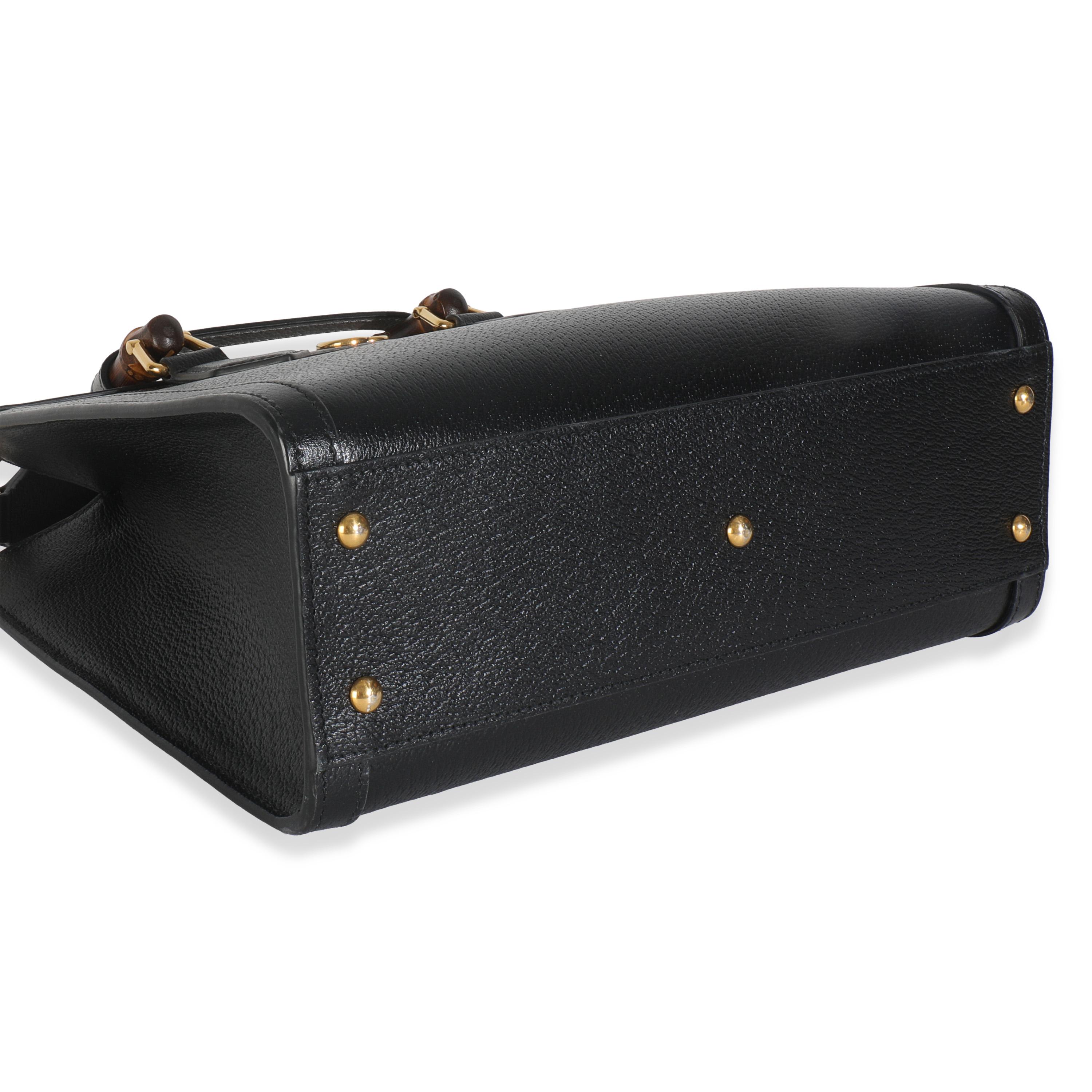 Gucci Black Dusty Grey Textured Dollar Calfskin Web Small Diana Tote Pour femmes en vente