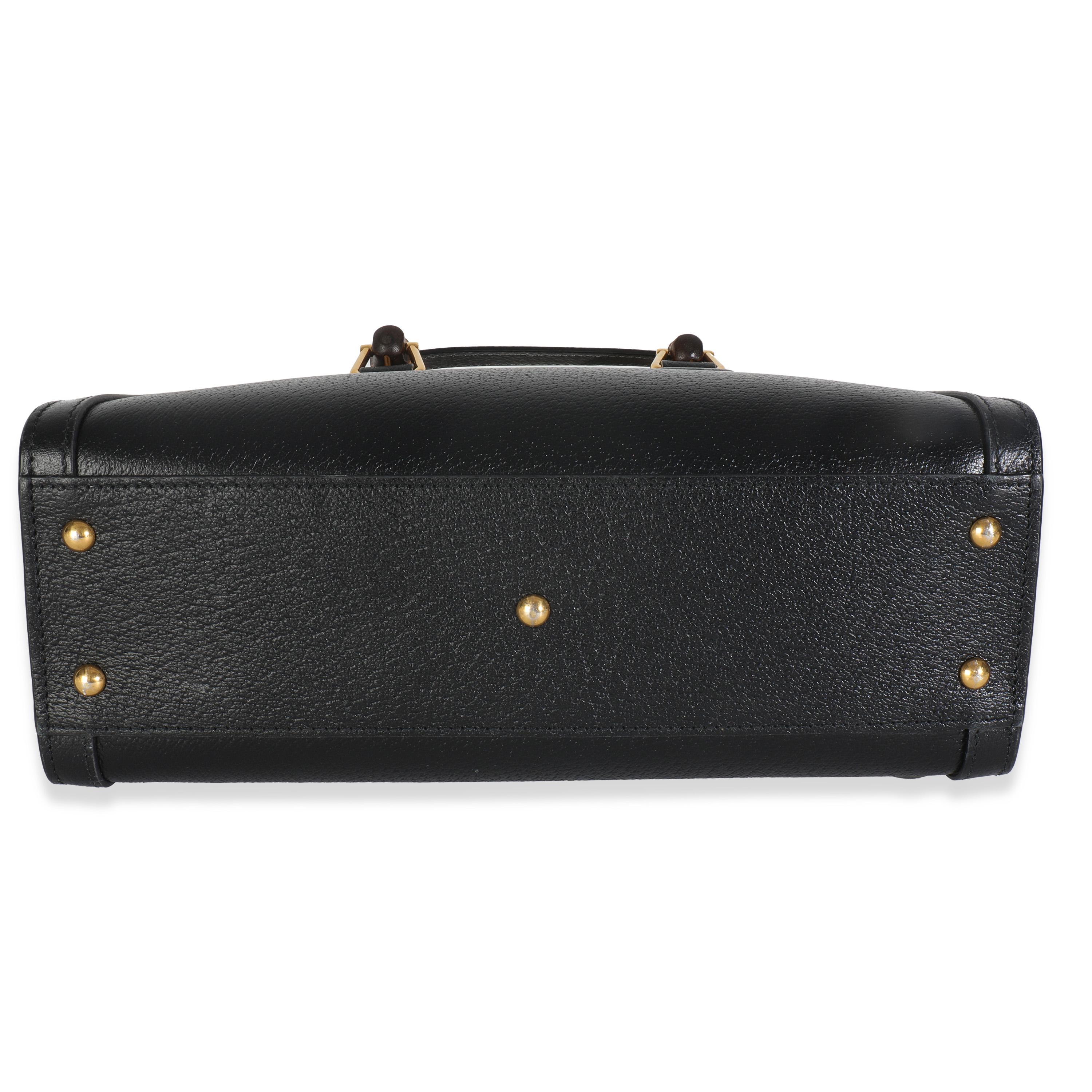 Gucci Black Dusty Grey Textured Dollar Calfskin Web Small Diana Tote en vente 3