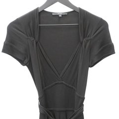 Gucci Black Elastane Blend Short Sleeve V-neck Tie Wrap GG Small Cocktail Dress