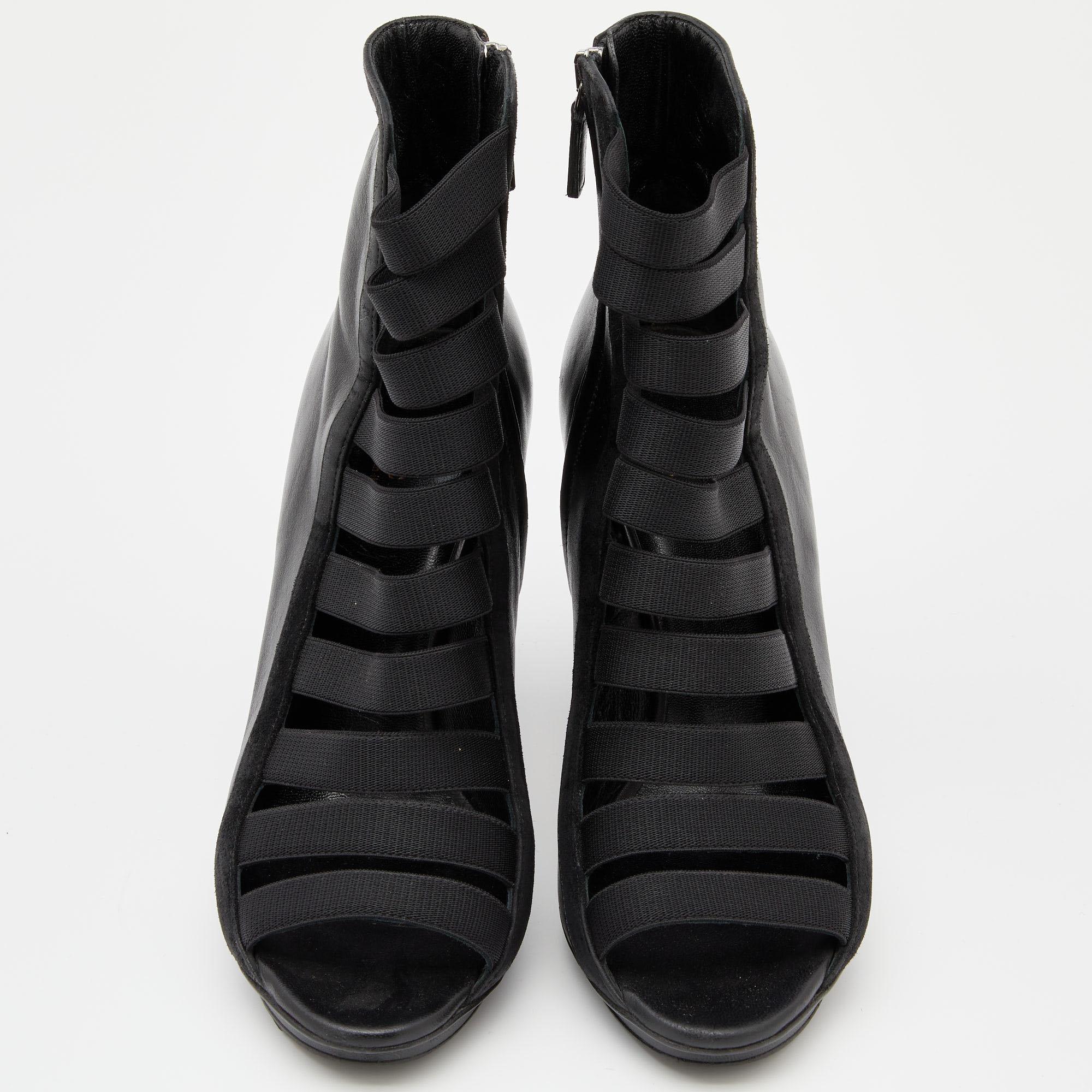 There is nothing edgier than these black gladiator booties from Gucci. They will definitely be your instant pick. They have a strappy design and side zipper openings make it easy to slip into them. Stylish pointed heels make them a great choice for