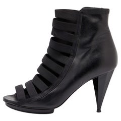 Gucci Isadora Gladiator-Stiefel aus schwarzem elastischem Leder und Leder, Isadora, Größe 37