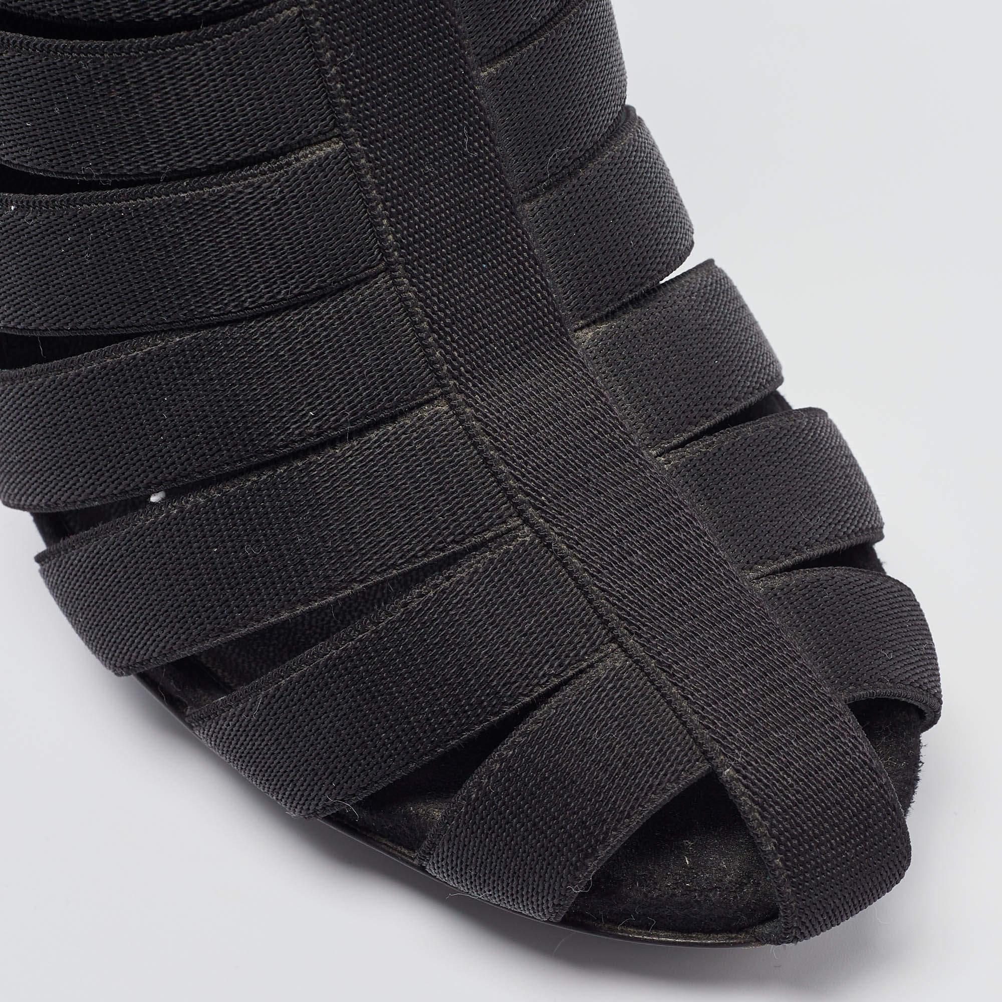 Gucci Black Elastic and Suede Isadora Gladiator Boots Size 36.5 en vente 2