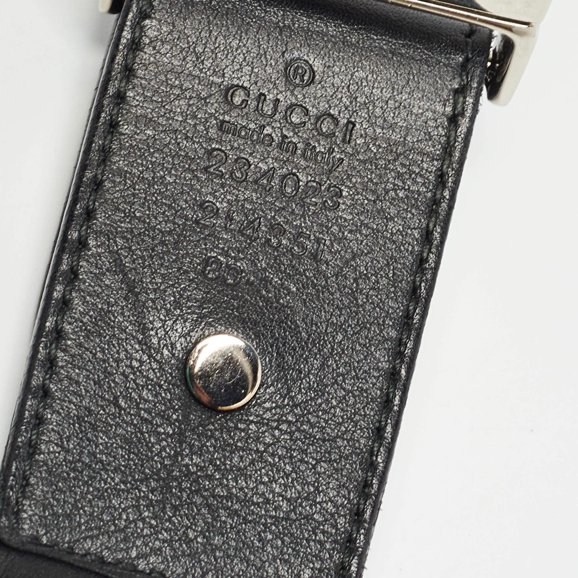 Gucci Black Elastic Band and Leather Logo Belt 80CM 1