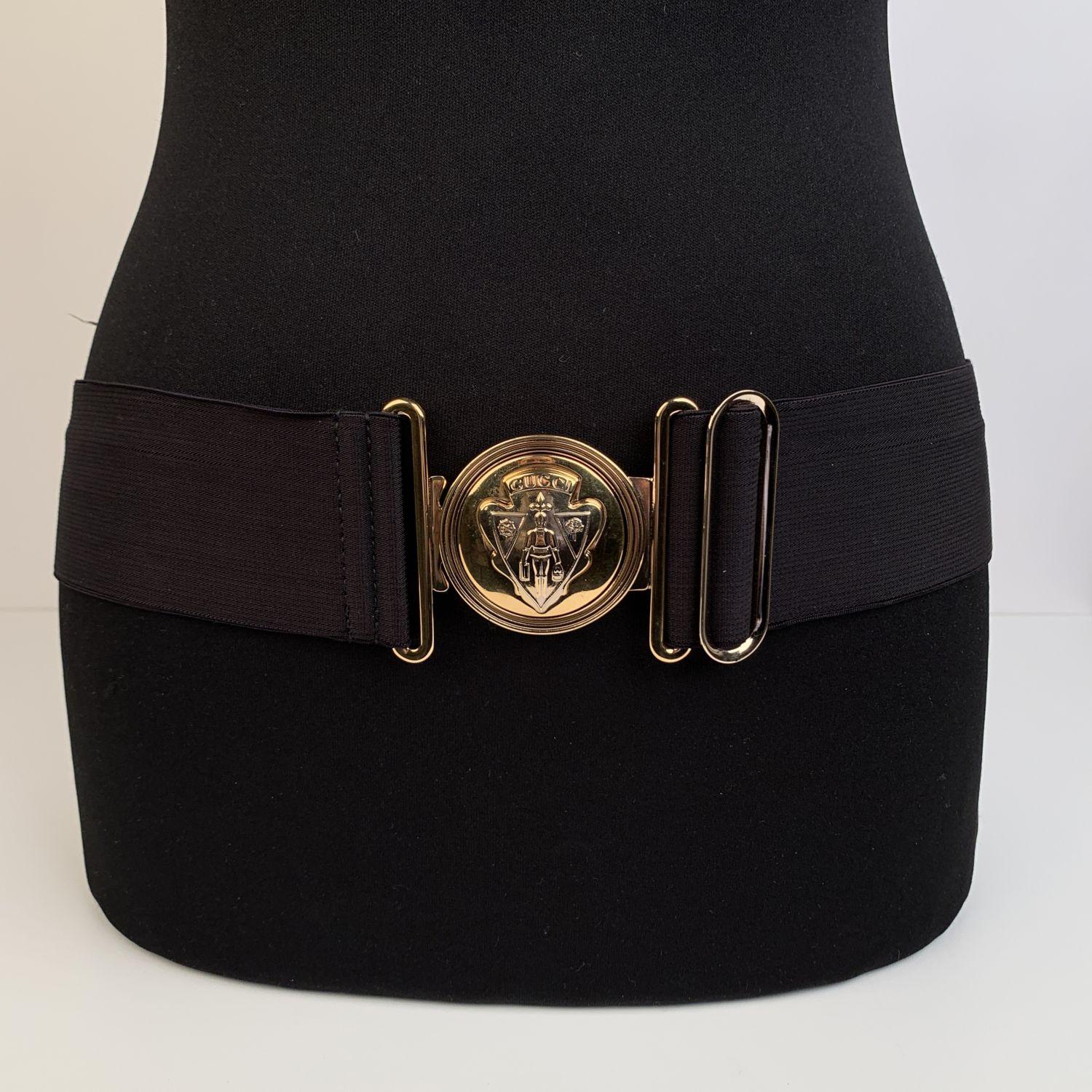 Gucci Black Elastic Band Hysteria Belt Crest Buckle Size 75/30 In Excellent Condition In Rome, Rome